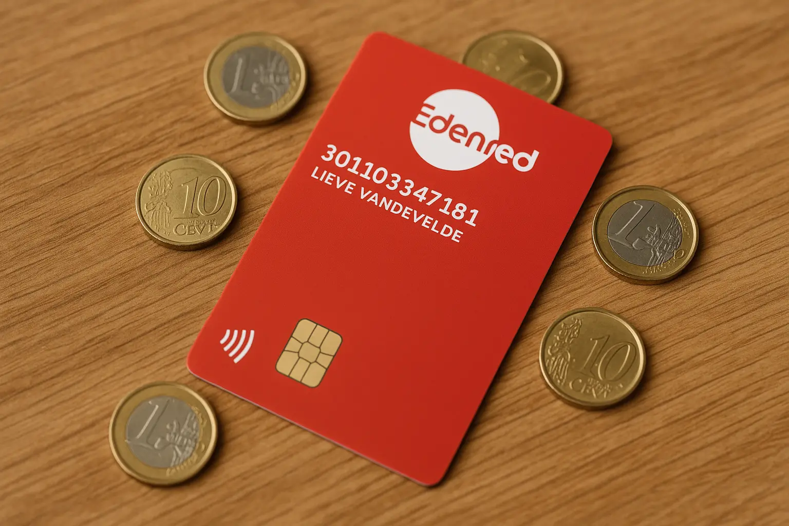 edenred maaltijdkaart ligt boven een hoop euros op tafel
